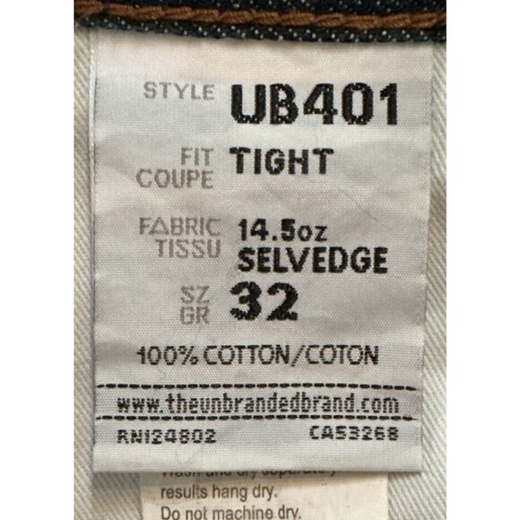 The Unbranded Brand UB401 Tight‎ Fit 14.5oz Indigo Selvedge Jeans Size 32 - Picture 8 of 11